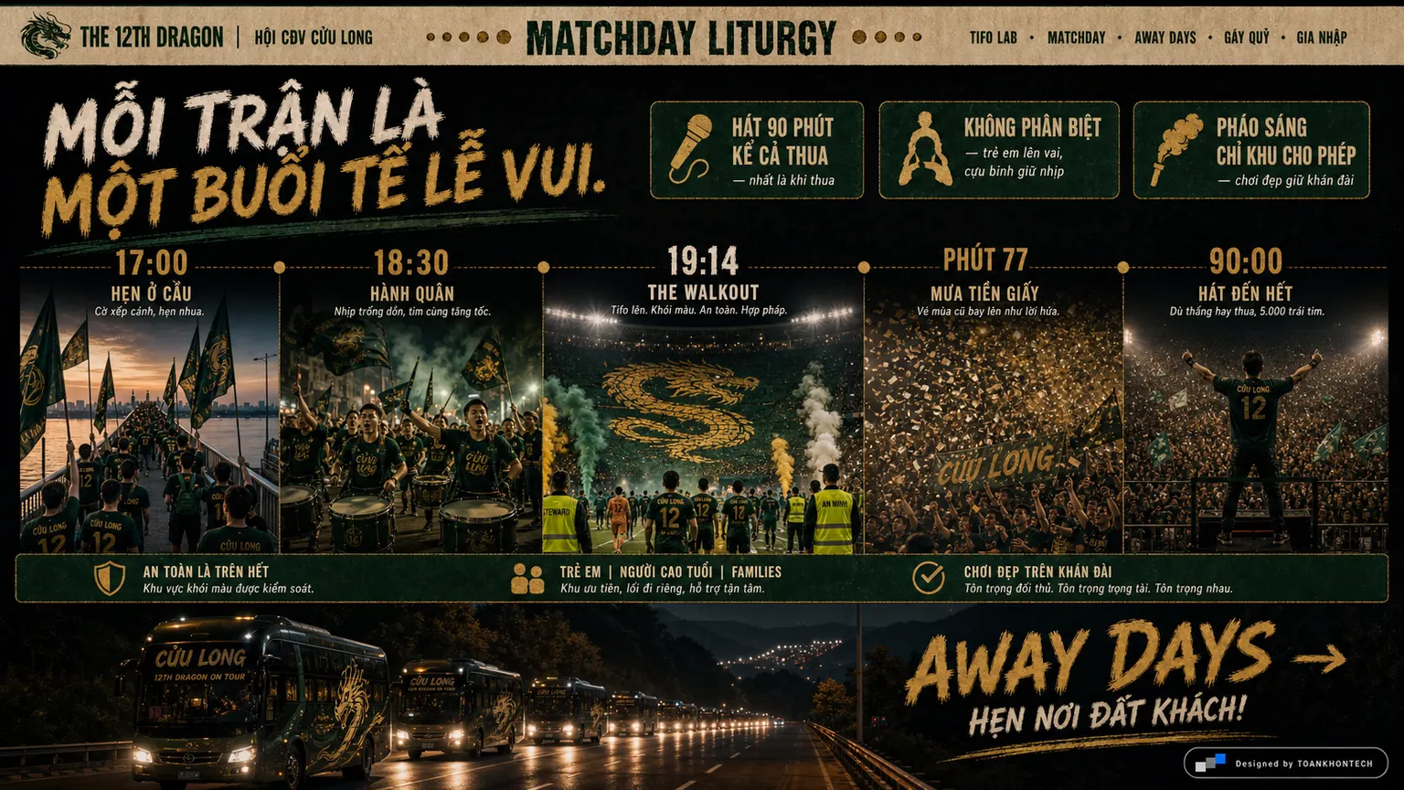 THE 12TH DRAGON website concept artboard focused on matchday