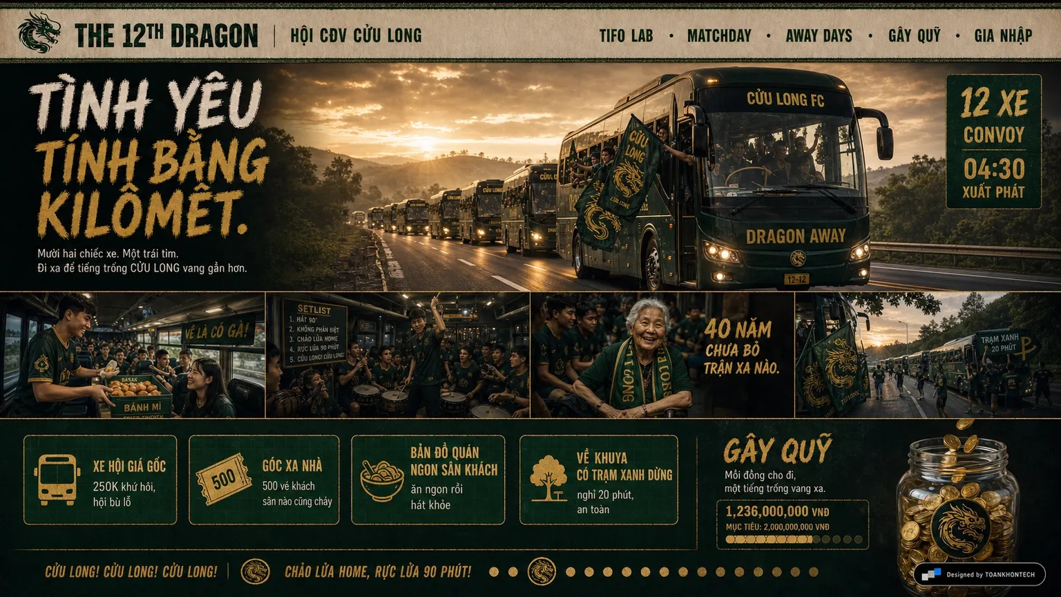 THE 12TH DRAGON website concept artboard focused on awaydays