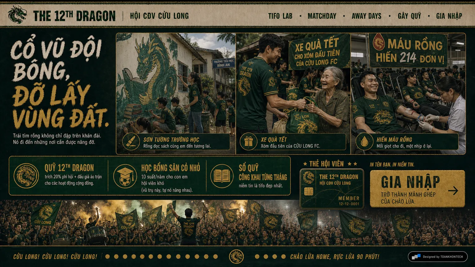THE 12TH DRAGON website concept artboard focused on community