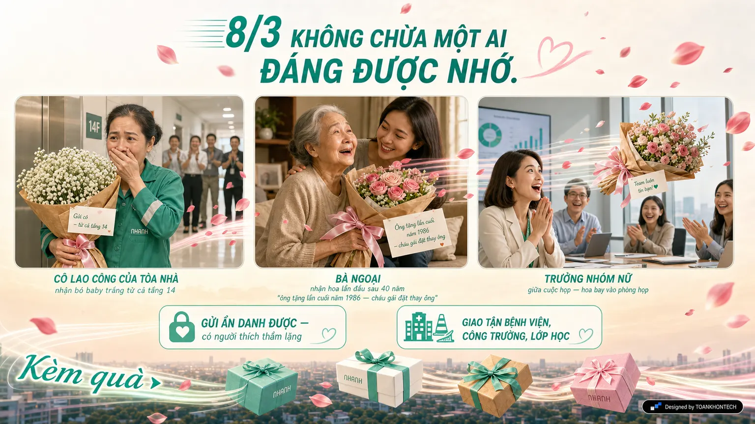 NHANH · 8/3 website concept artboard focused on story