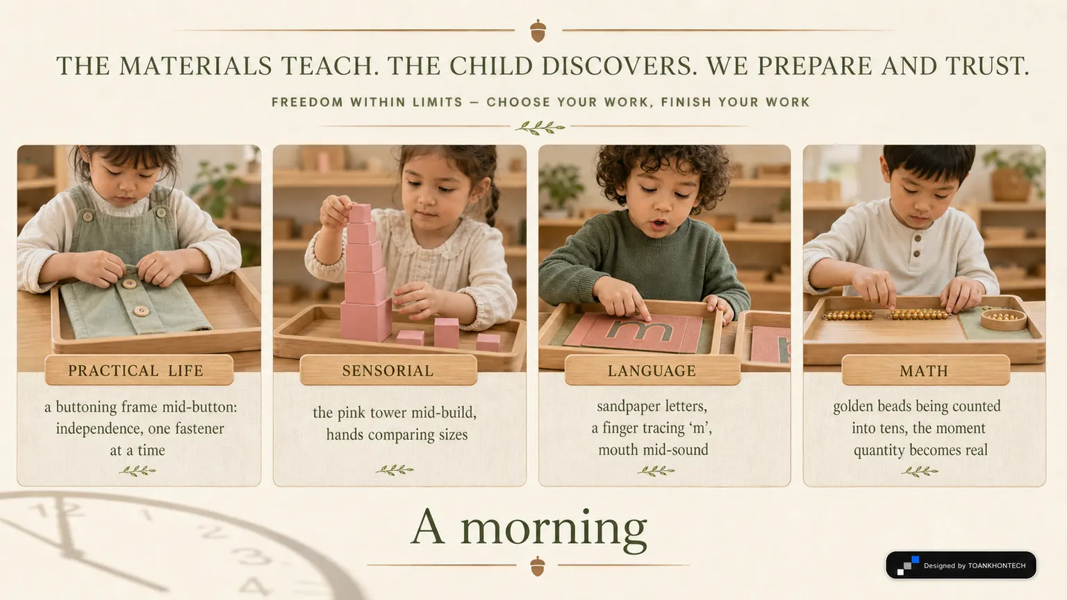 acorn house montessori website concept artboard focused on method