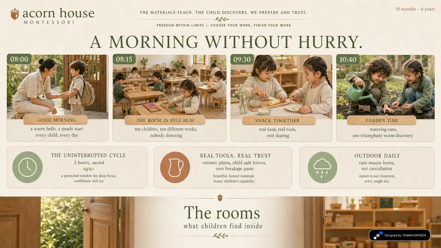 acorn house montessori website concept artboard focused on amorning