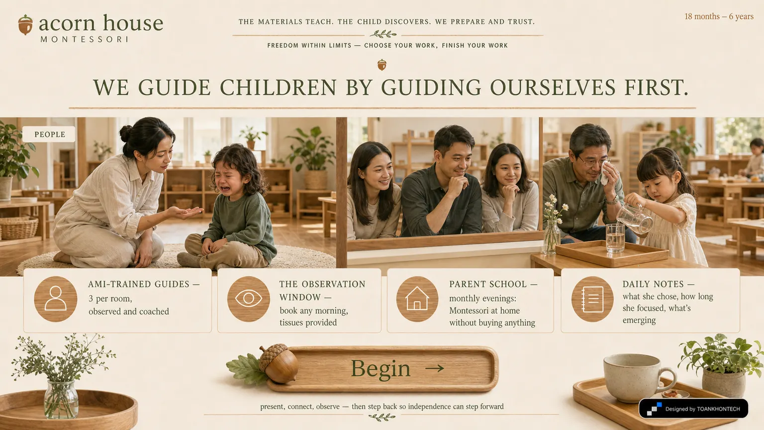 acorn house montessori website concept artboard focused on guides