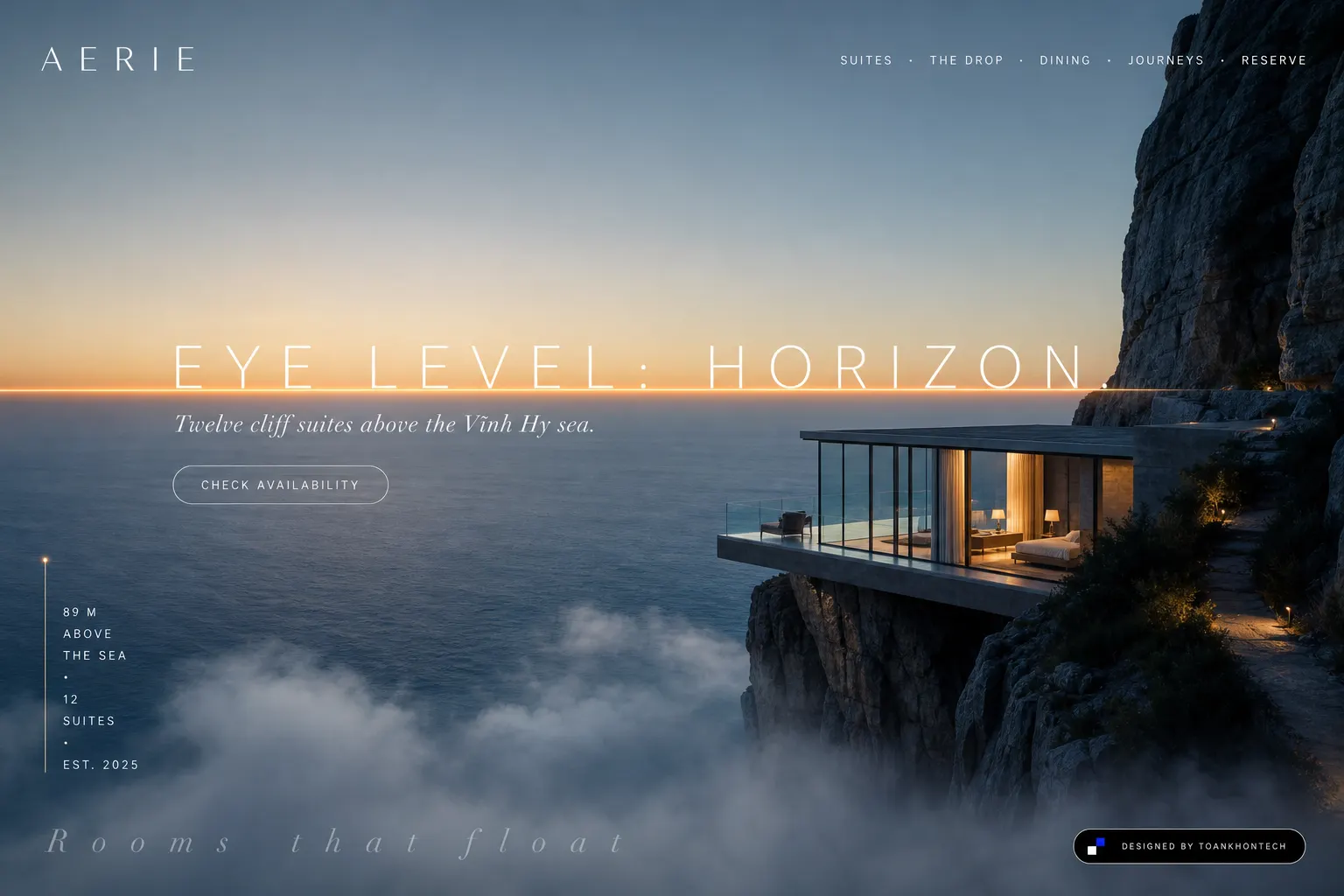 AERIE — Twelve cliff suites above the Vĩnh Hy sea.