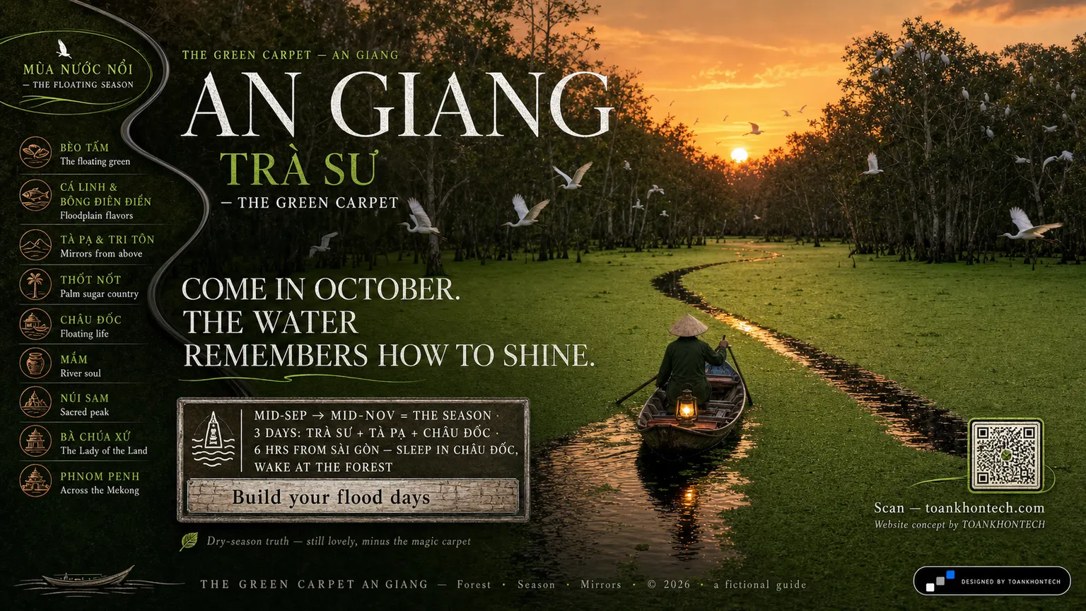 AN GIANG — THE GREEN CARPET website concept artboard focused on closing invitation