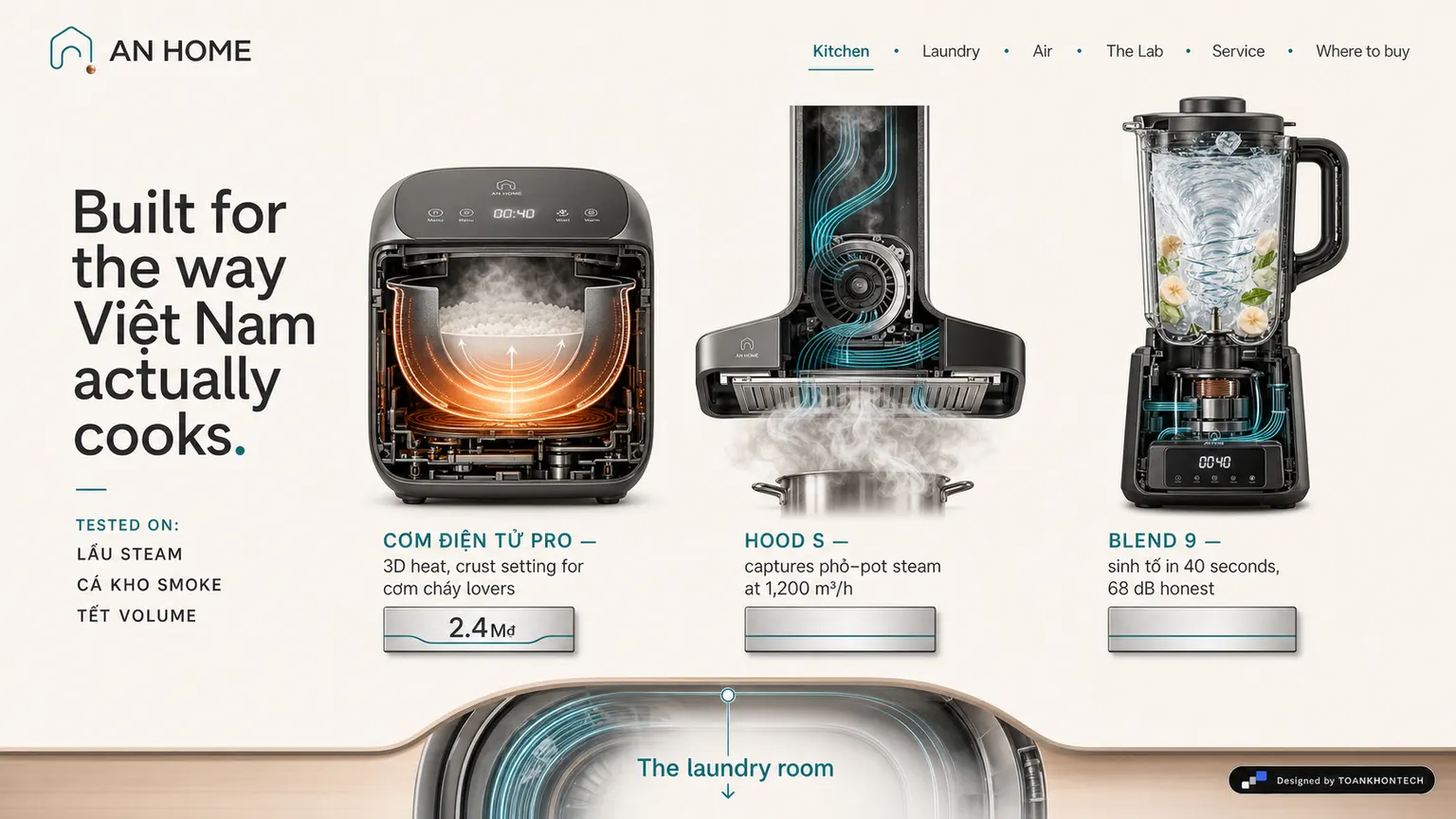 AN HOME website concept artboard focused on kitchen