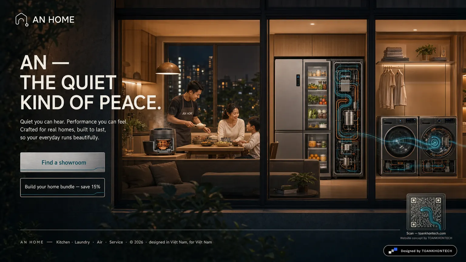 AN HOME website concept artboard focused on closing invitation