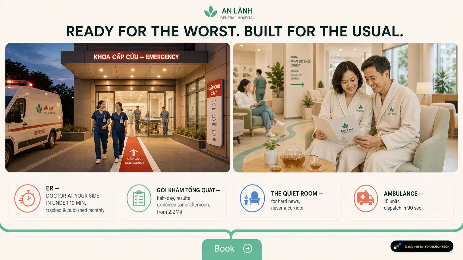 AN LÀNH GENERAL HOSPITAL website concept artboard focused on emergency