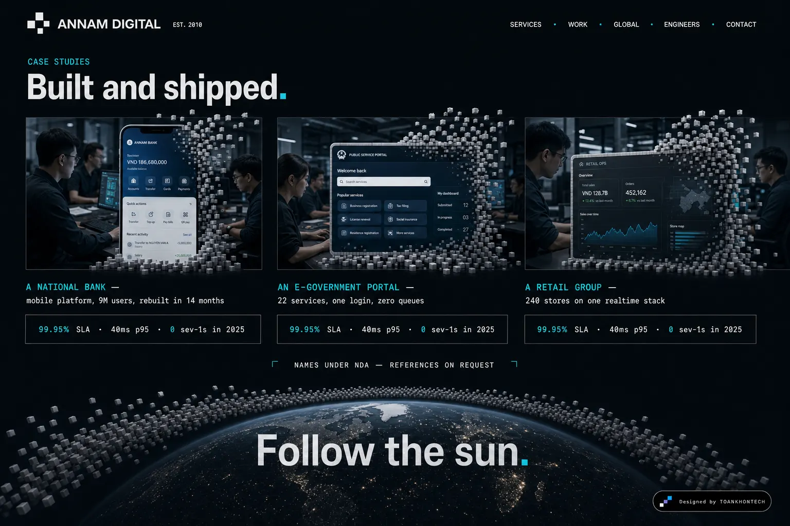 Annam Digital website concept artboard focused on work