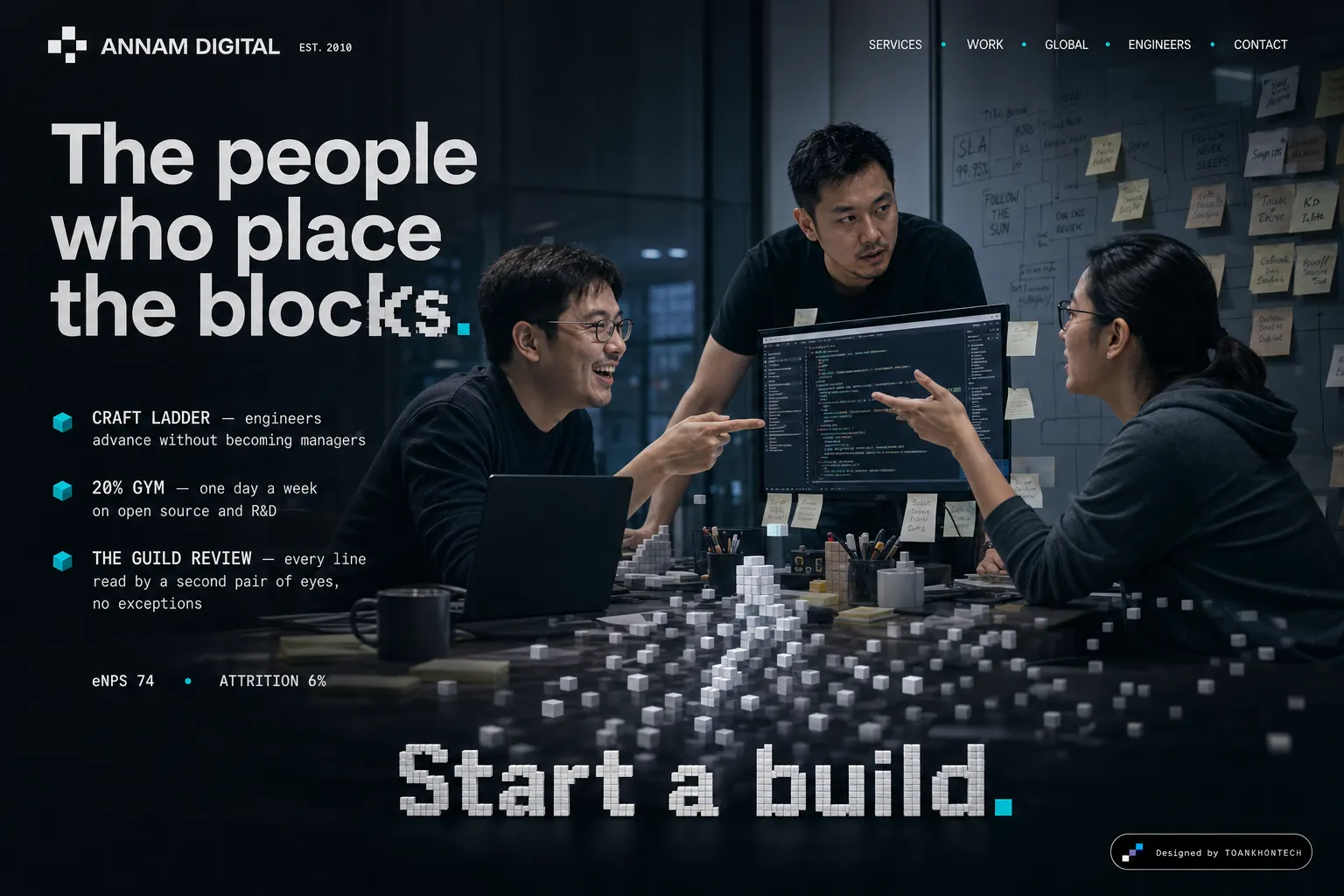 Annam Digital website concept artboard focused on engineers