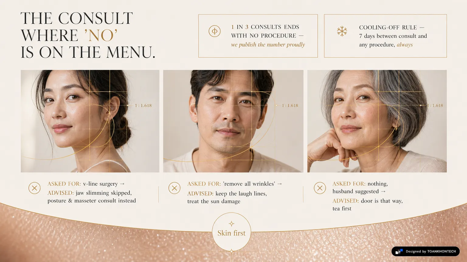 AURA AESTHETIC CLINIC website concept artboard focused on philosophy
