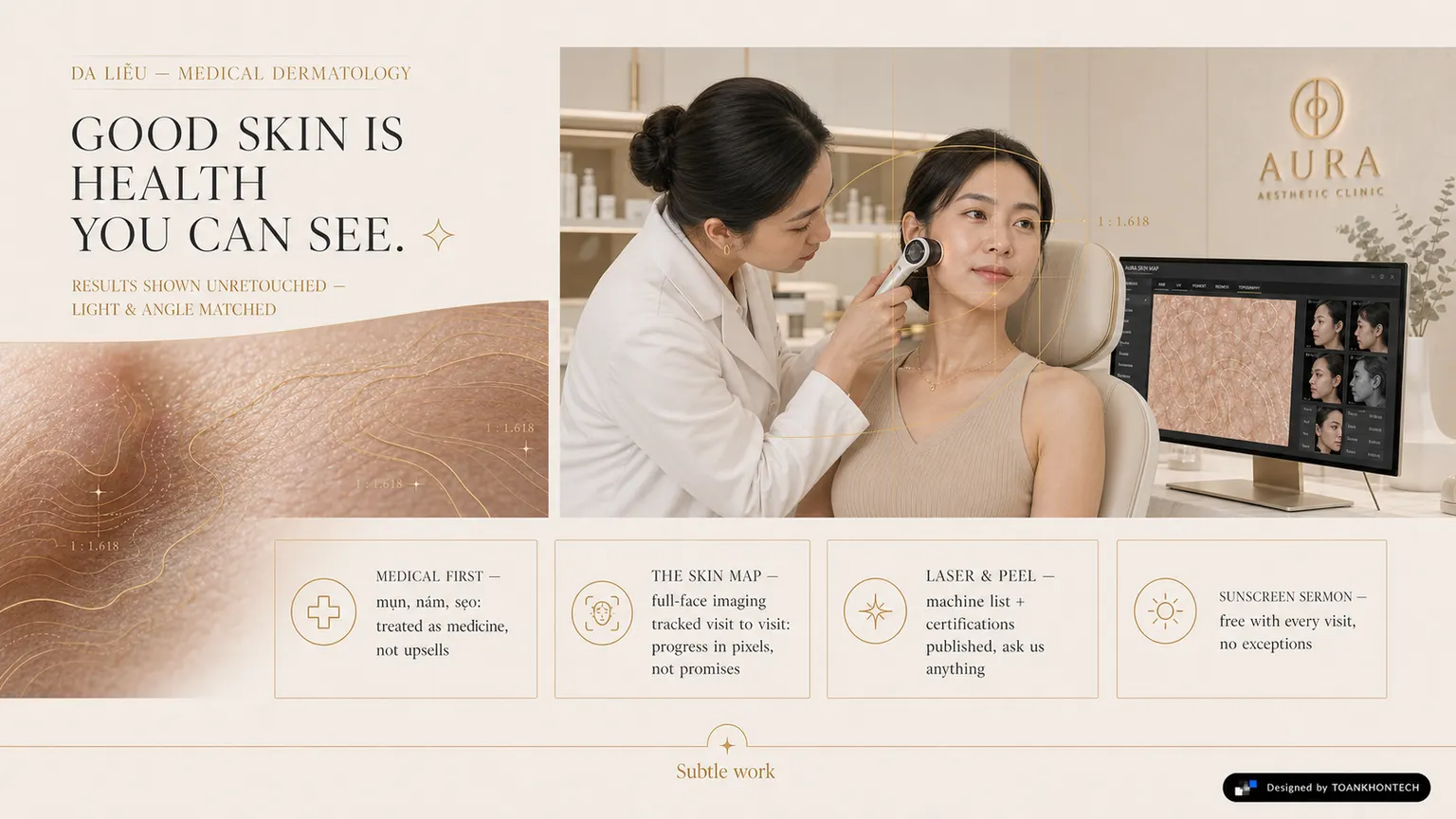 AURA AESTHETIC CLINIC website concept artboard focused on skin