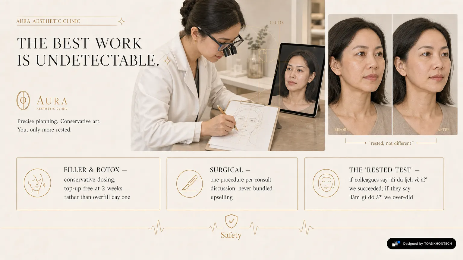 AURA AESTHETIC CLINIC website concept artboard focused on subtlework