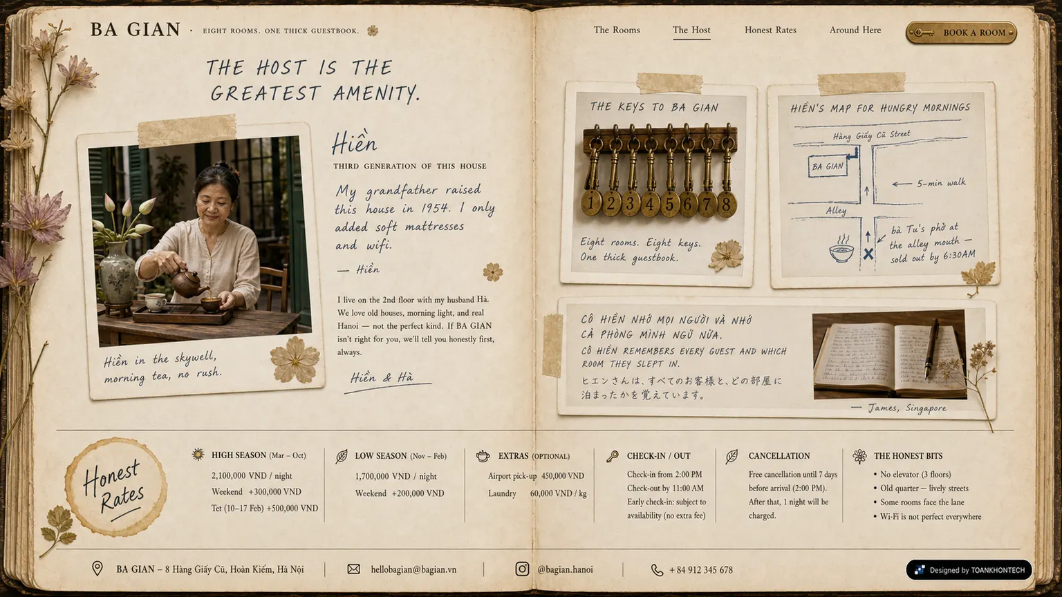 BA GIAN website concept artboard focused on hosting practice