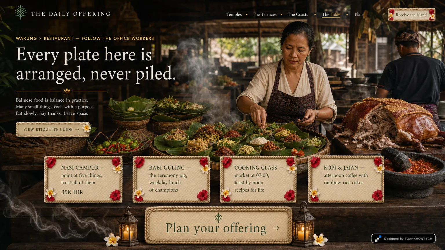 THE DAILY OFFERING website concept artboard focused on thetable