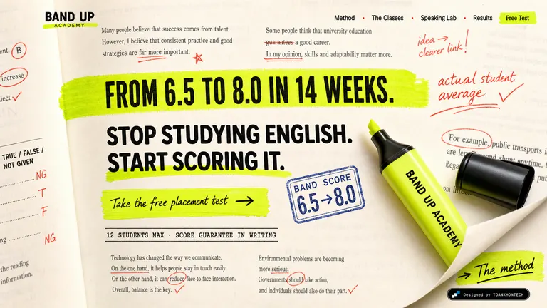 BAND UP ACADEMY — Stop studying English. Start scoring it.