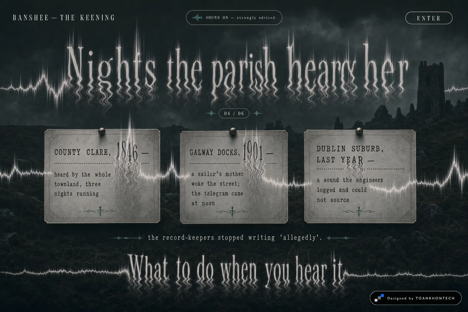 BANSHEE website concept artboard focused on encounters
