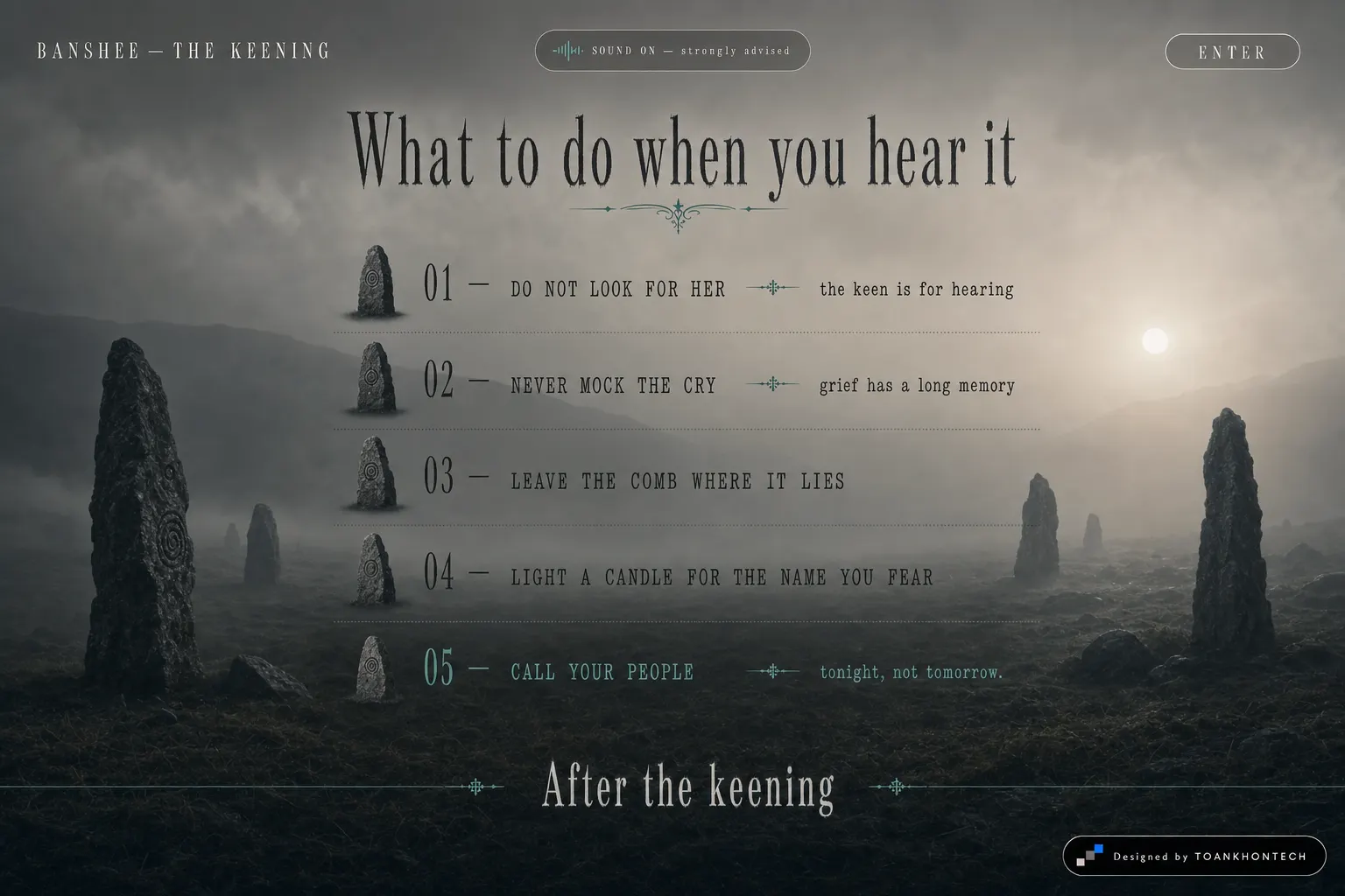 BANSHEE website concept artboard focused on survival