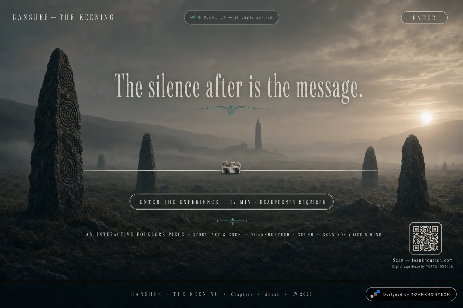 BANSHEE website concept artboard focused on closing invitation