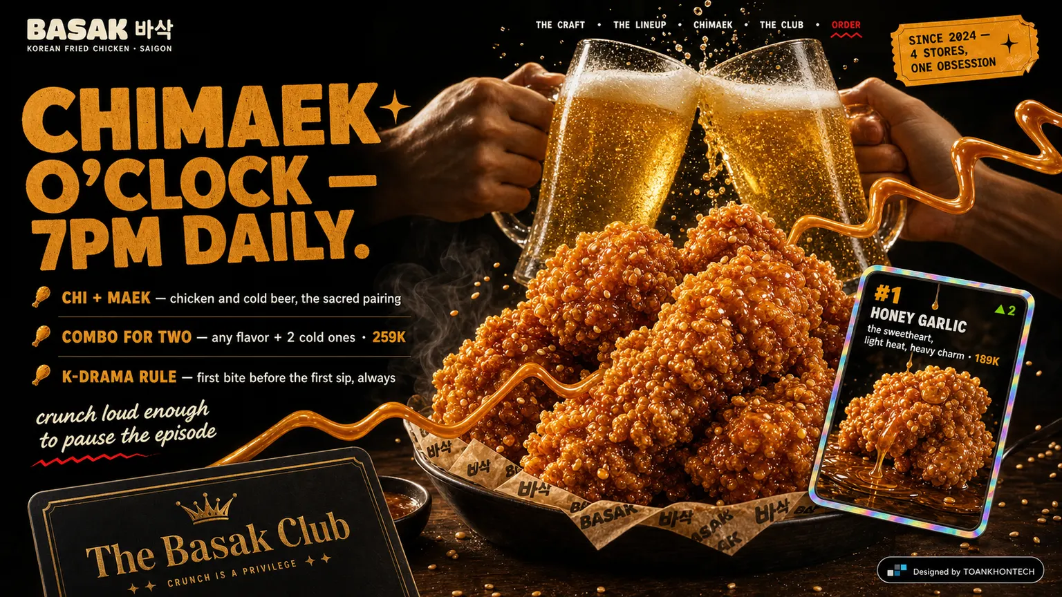 BASAK 바삭 website concept artboard focused on chimaek