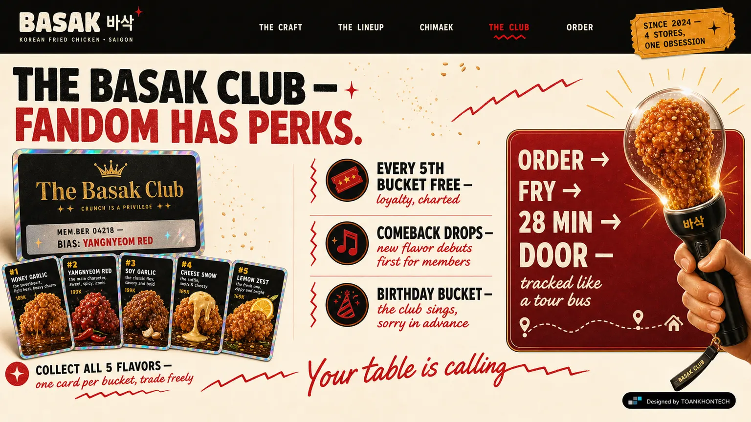 BASAK 바삭 website concept artboard focused on club