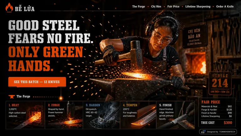 BỄ LỬA — Good steel fears no fire. Only green hands.