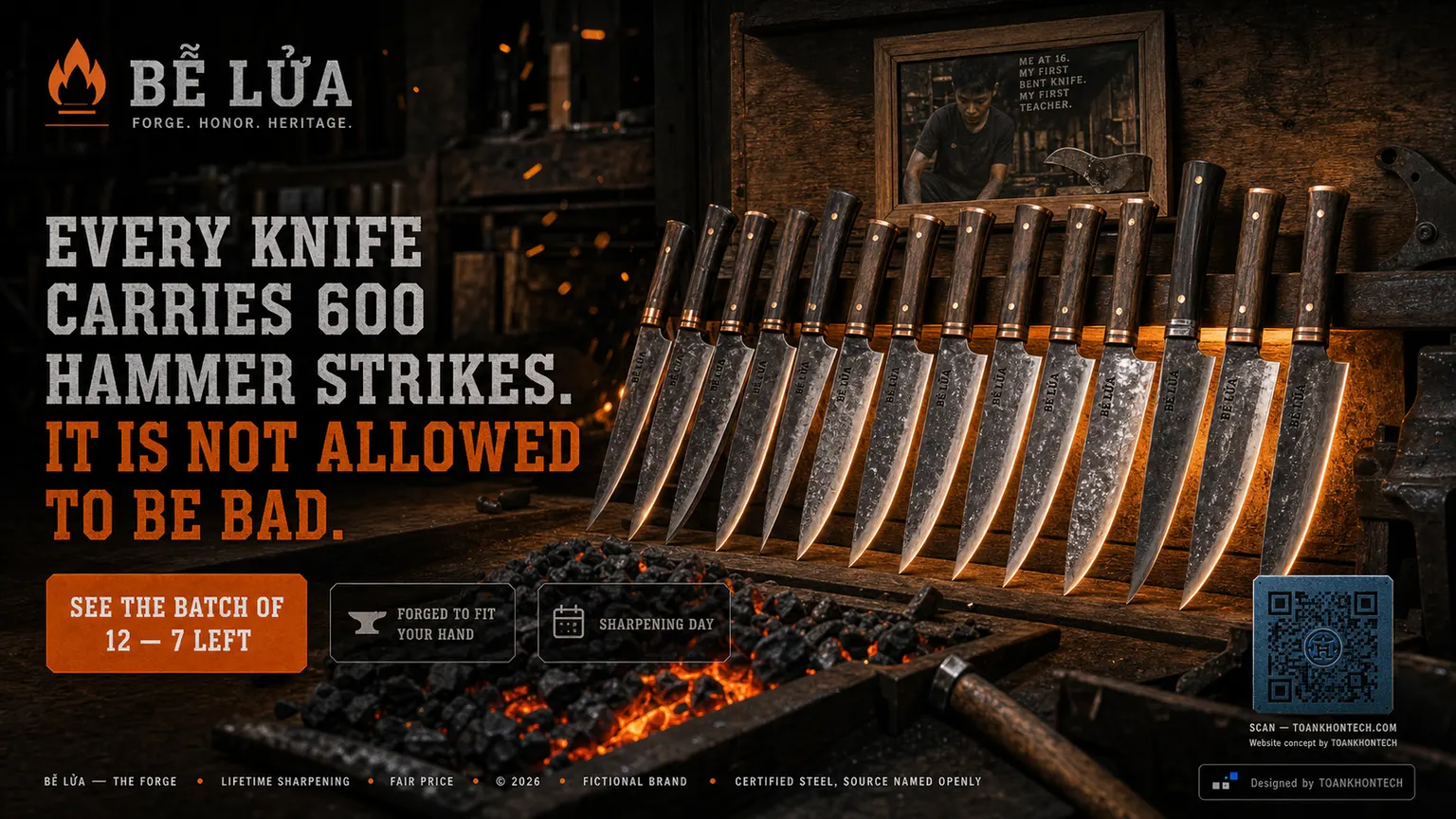 BỄ LỬA website concept artboard focused on closing invitation