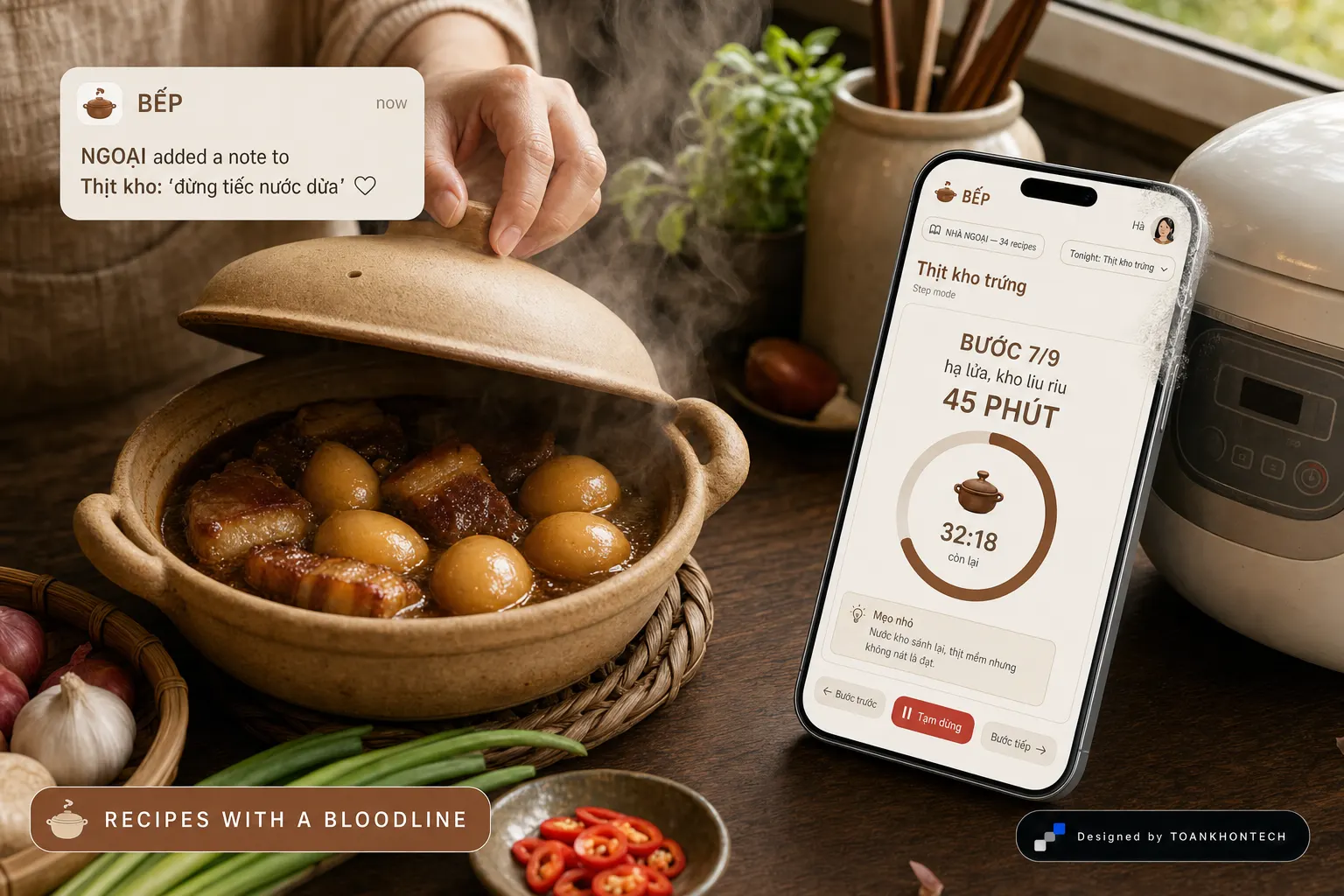 BẾP website concept artboard focused on context