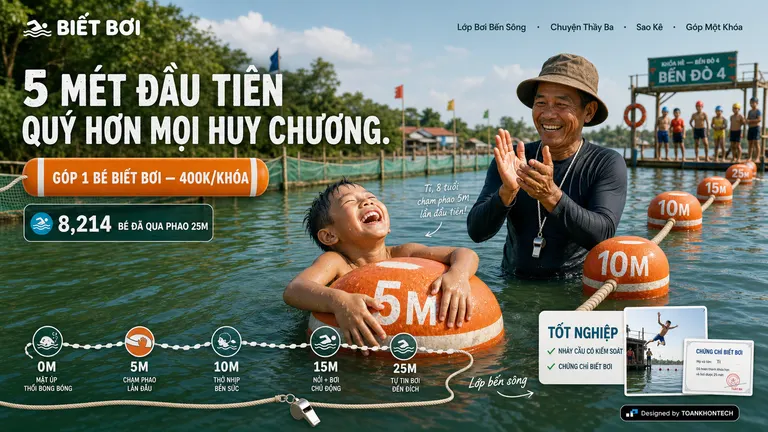 BIẾT BƠI — 5 mét đầu tiên quý hơn mọi huy chương.