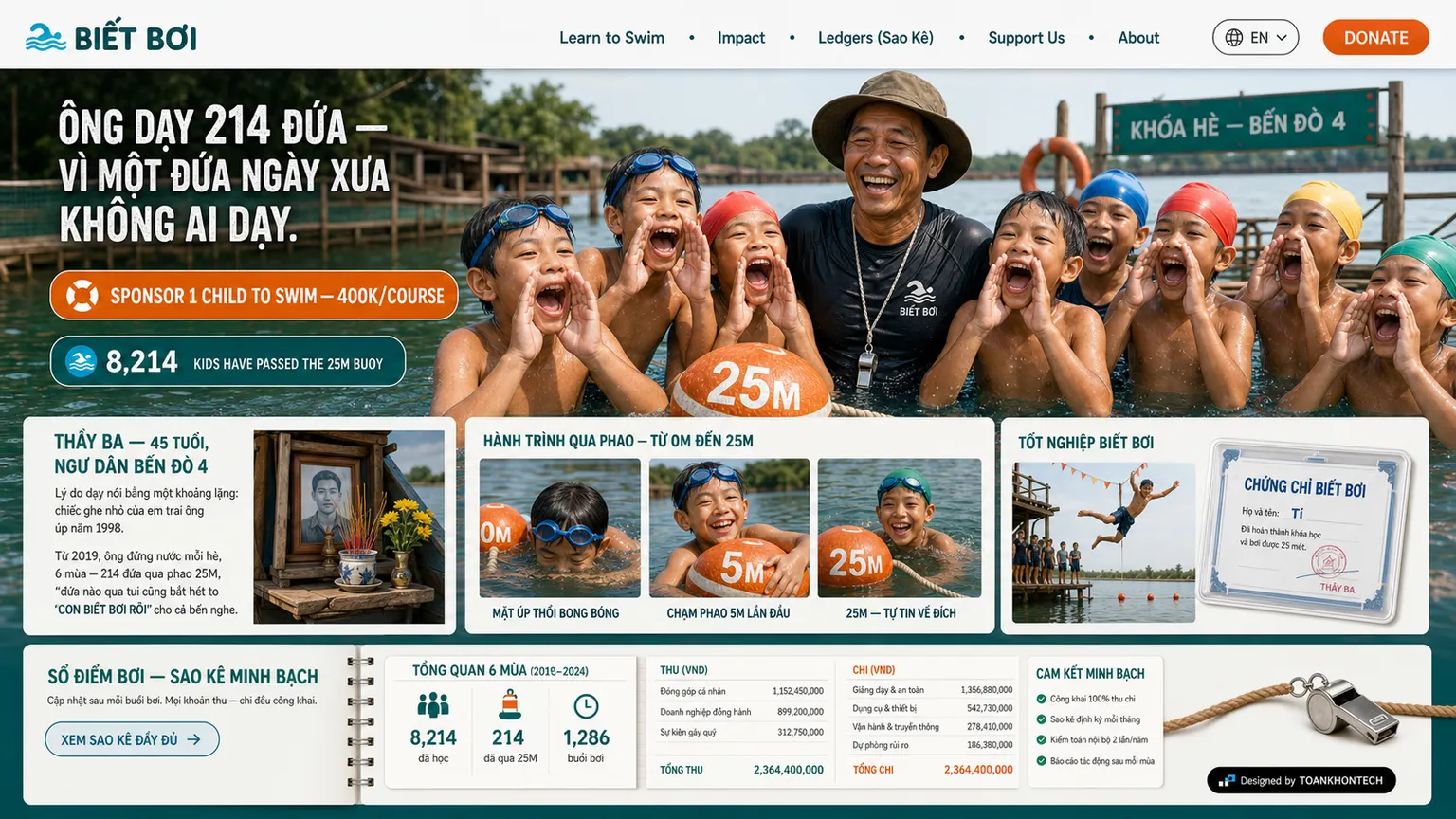 BIẾT BƠI website concept artboard focused on thayba