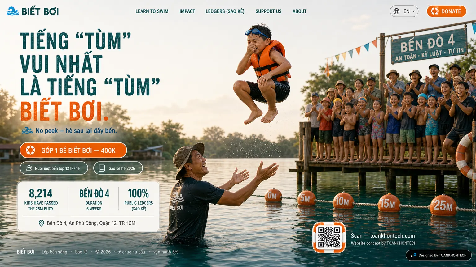 BIẾT BƠI website concept artboard focused on closing invitation