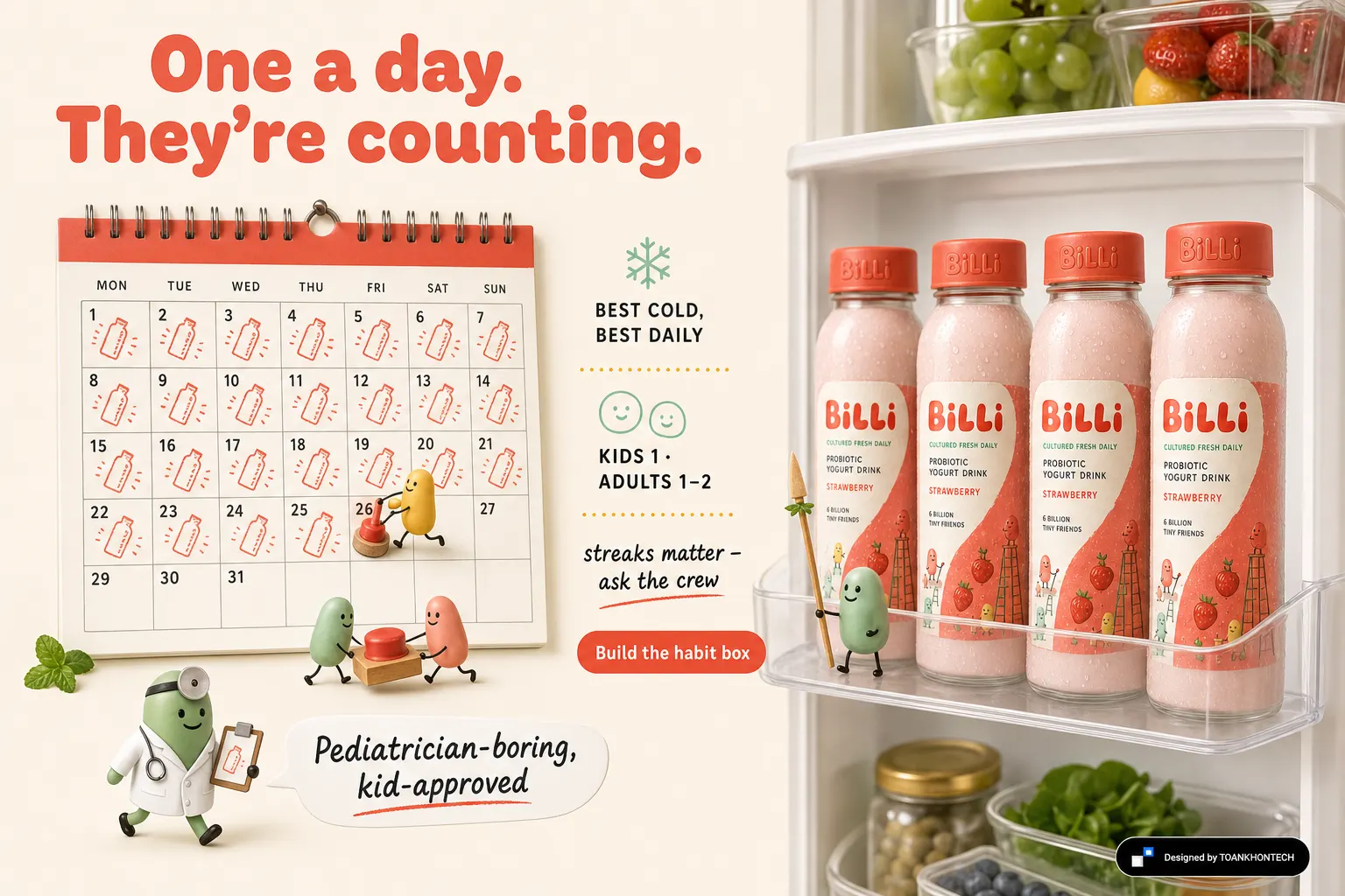 Billi website concept artboard focused on daily