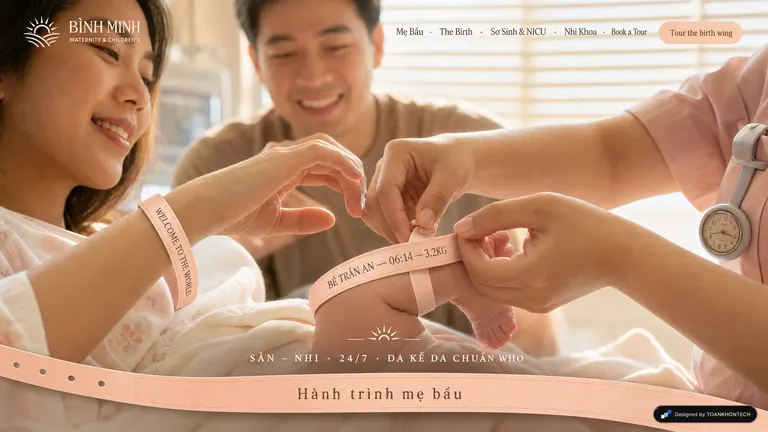 BÌNH MINH MATERNITY & CHILDREN'S — Sản – Nhi, 24/7 — da kề da chuẩn WHO.