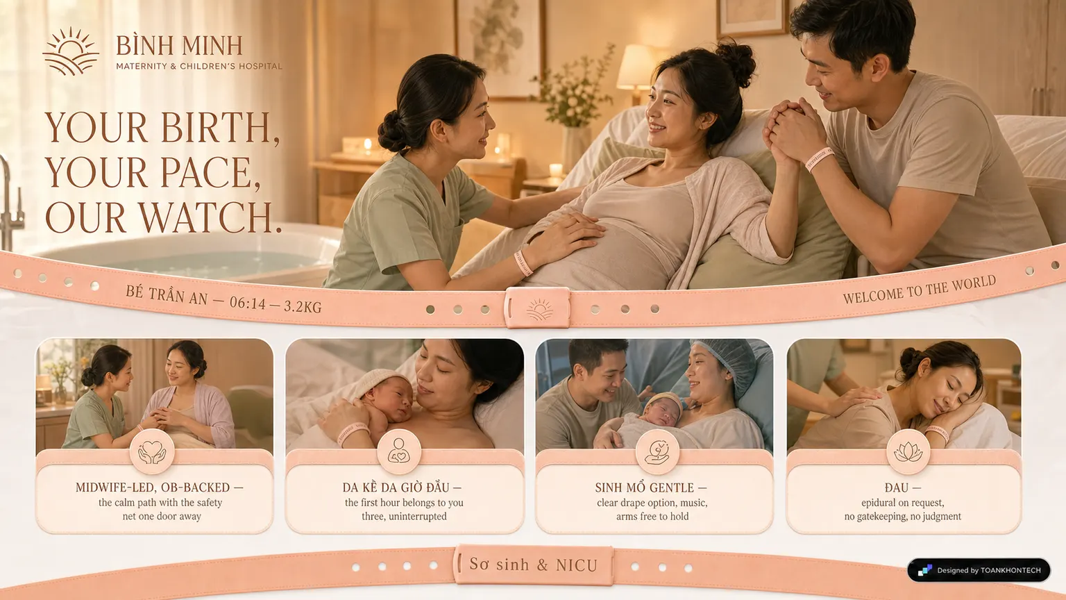 BÌNH MINH MATERNITY & CHILDREN'S website concept artboard focused on thebirth