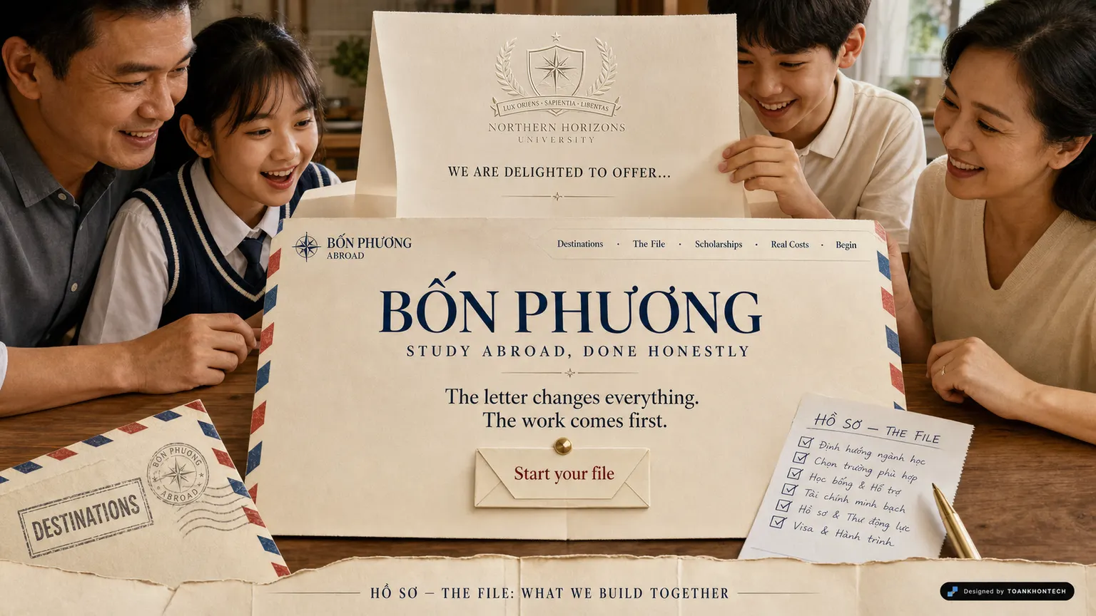 BỐN PHƯƠNG opening interface — an education programme website