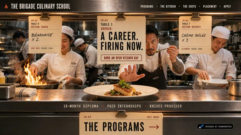 THE BRIGADE CULINARY SCHOOL — A career. Firing now.