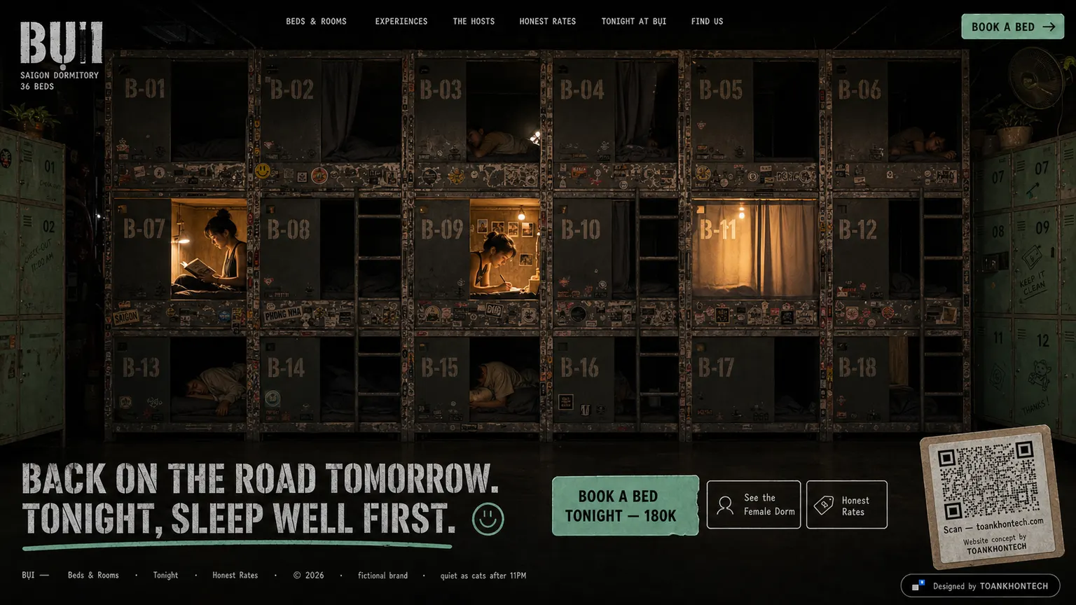 BỤI website concept artboard focused on closing invitation