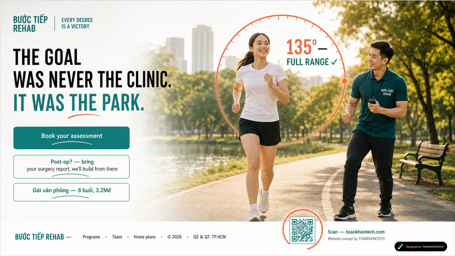 BƯỚC TIẾP REHAB website concept artboard focused on closing invitation