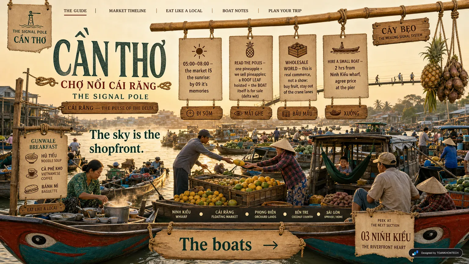 CẦN THƠ — THE SIGNAL POLE website concept artboard focused on market