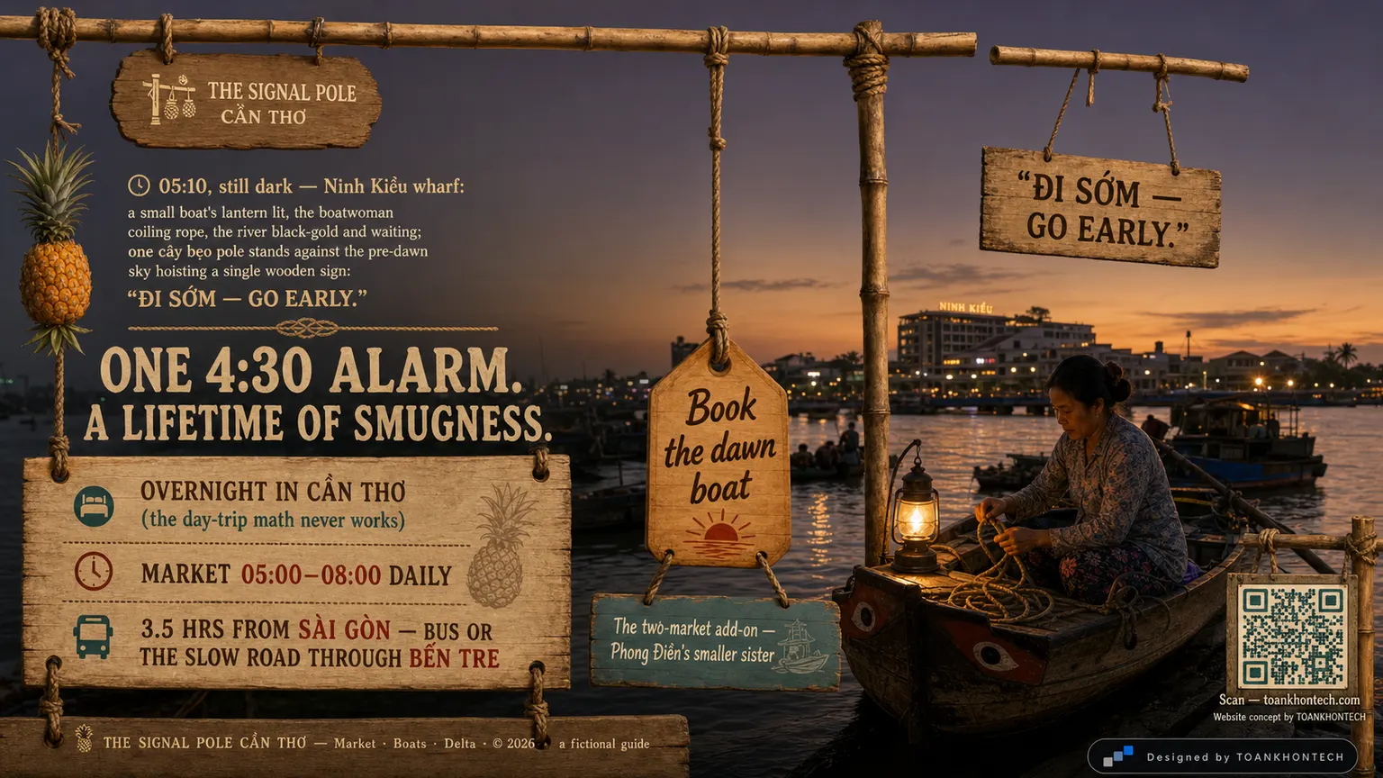 CẦN THƠ — THE SIGNAL POLE website concept artboard focused on closing invitation