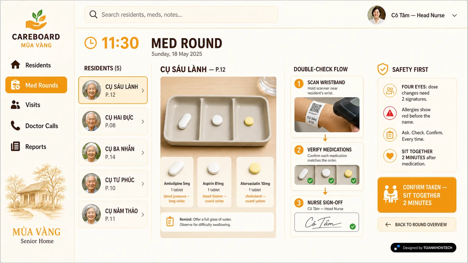 CAREBOARD website concept artboard focused on live workflow