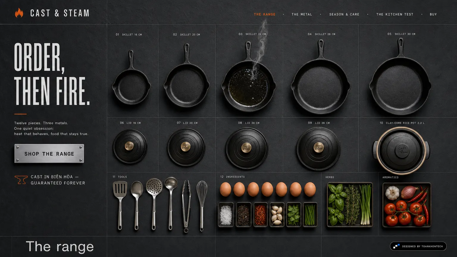 CAST & STEAM opening interface — a consumer product website