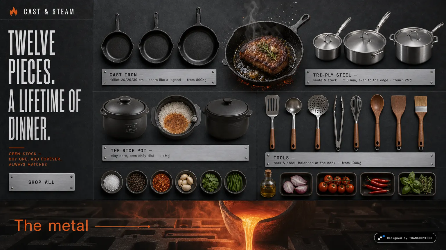 CAST & STEAM website concept artboard focused on therange