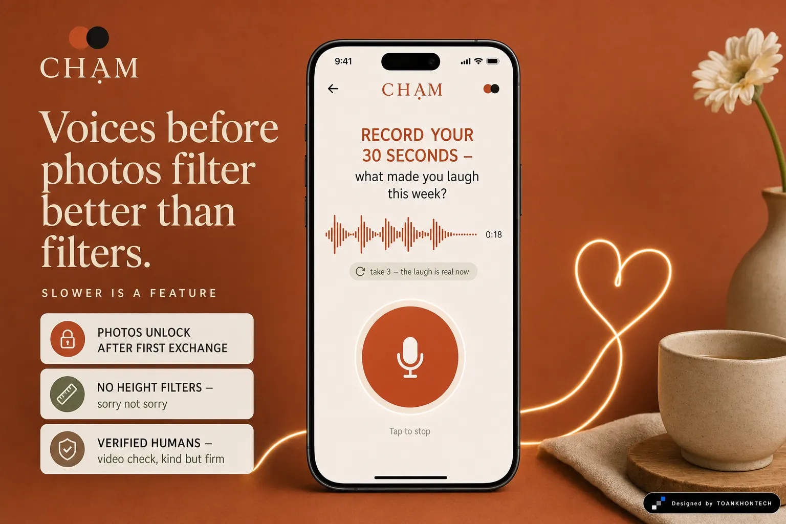 CHẠM website concept artboard focused on voice