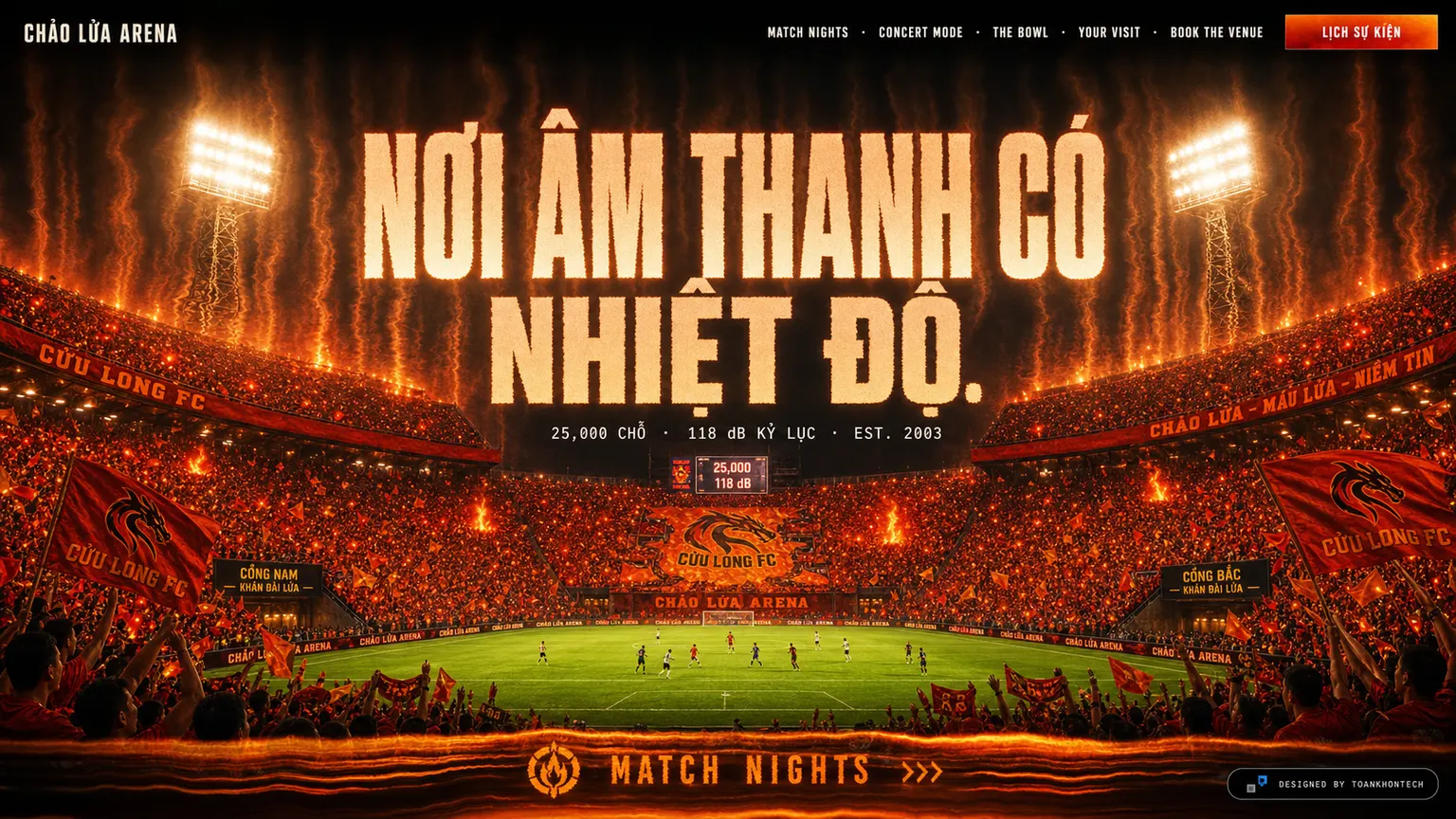 CHẢO LỬA ARENA opening interface — an event and community website