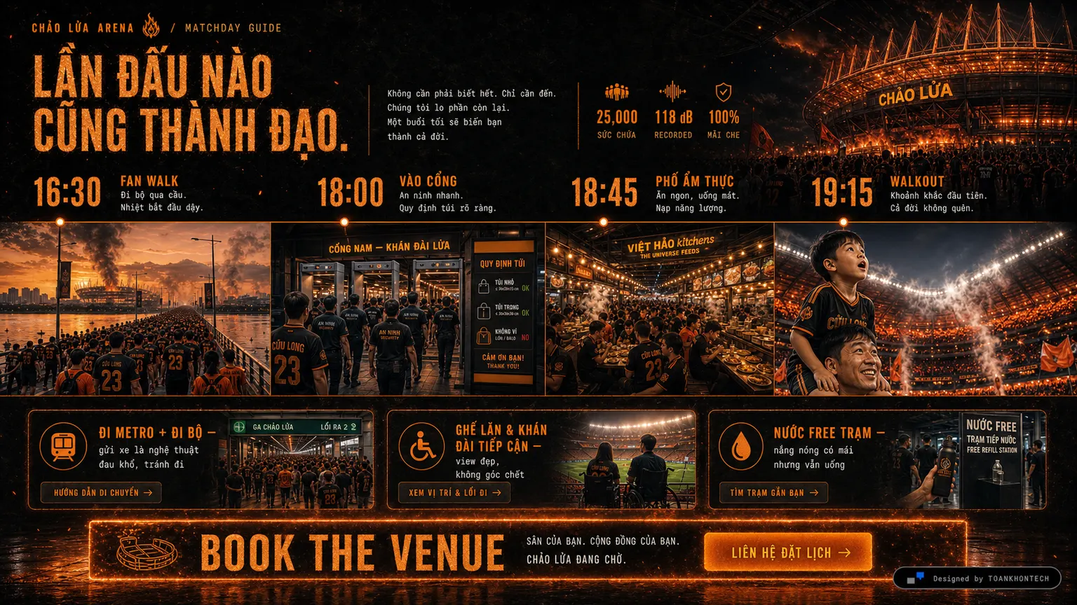 CHẢO LỬA ARENA website concept artboard focused on yourvisit