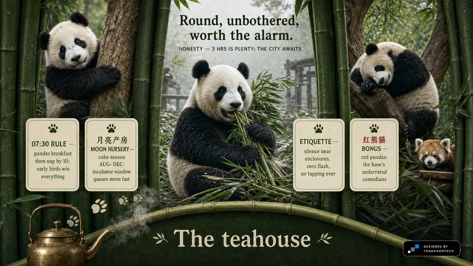 成都 — SLOW CITY, SPICY HEART website concept artboard focused on pandas