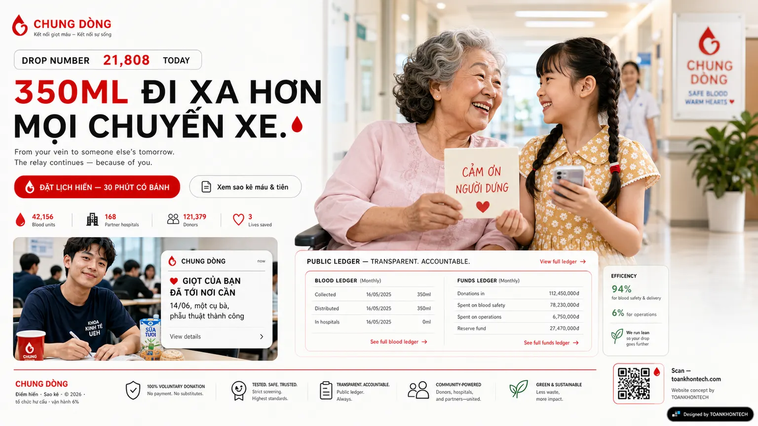 CHUNG DÒNG website concept artboard focused on closing invitation