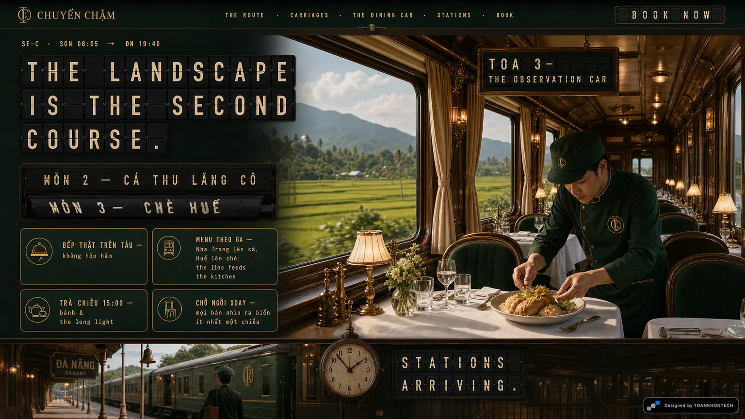CHUYẾN CHẬM website concept artboard focused on diningcar