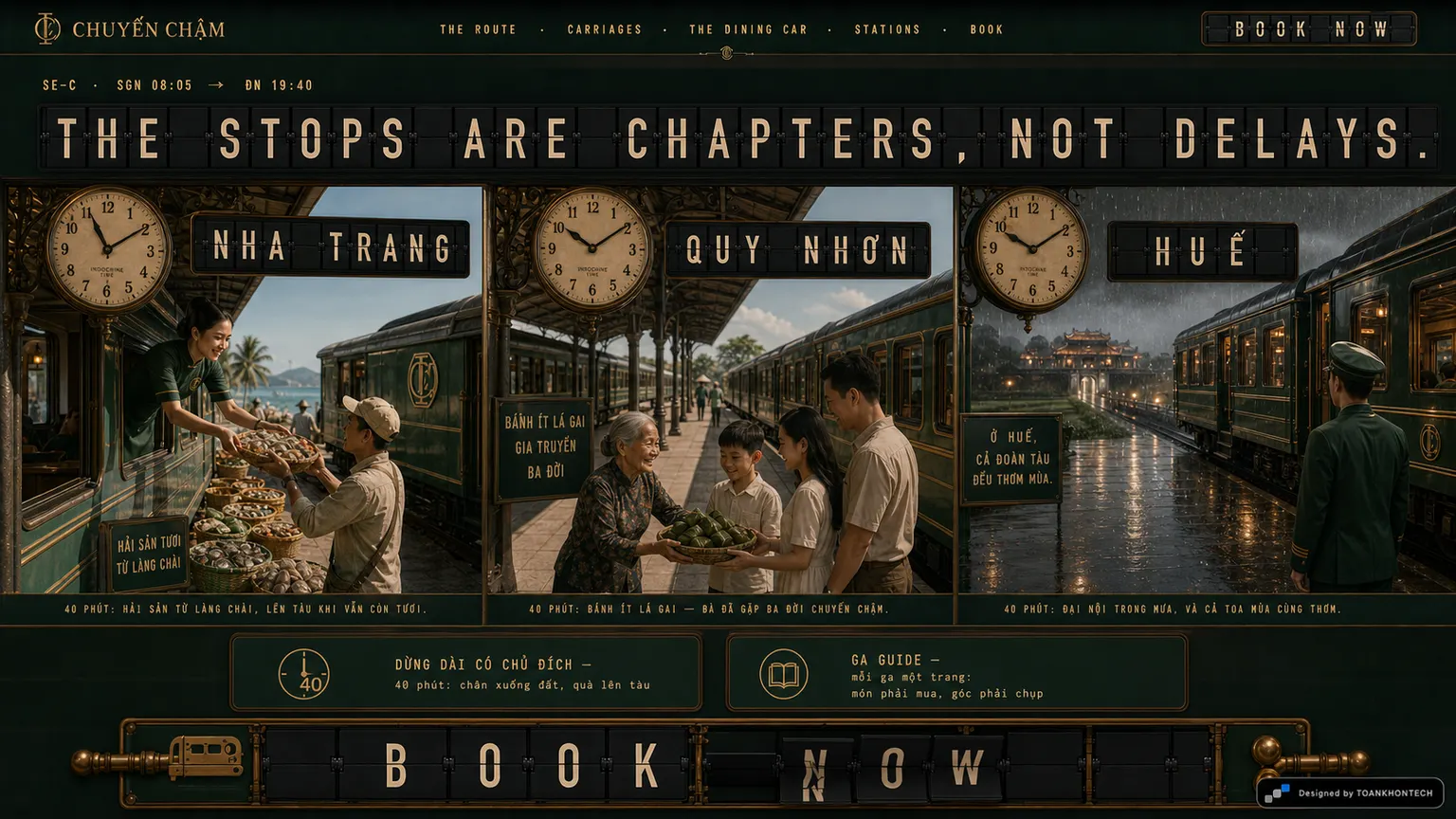 CHUYẾN CHẬM website concept artboard focused on stations